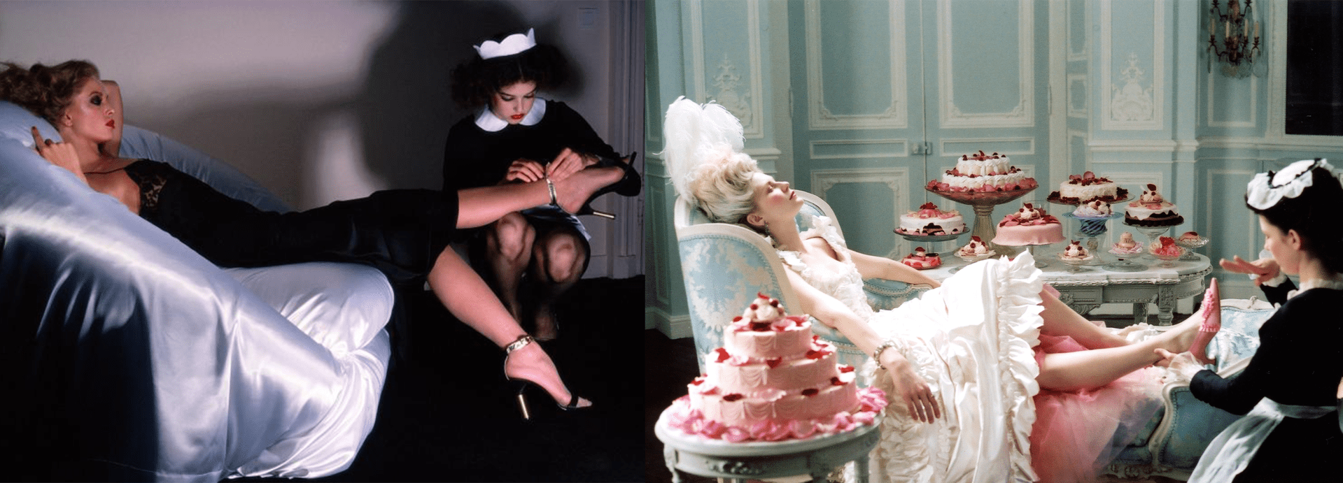 Collage scatto di Guy Bourdin e clip dal film